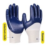 Fully Nitrile Coated Work Gloves Manufacturer - High Performance Ribbed Cuff Chemical Resistant Safety Anti-Slip Function Cotton XL