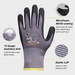 High Flexibility Comfortable 15 Gauge Nylon Spandex Gloves Manufacturer - Grey Garden Construction Work Nitrile Foam Safety