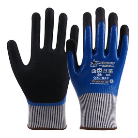 EN 388 Tiger Mouth Safety Work Gloves Manufacturer - Nylon with Micro Foam Nitrile Coating for General Purpose Anti-Cut & Anti-Slip