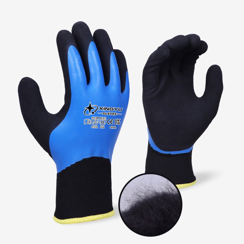 Anti-Slip Winter Gloves Manufacturer - Waterproof Double Liner Sandy Latex Warm Safety Work for Cold Weather Coated Work Winter