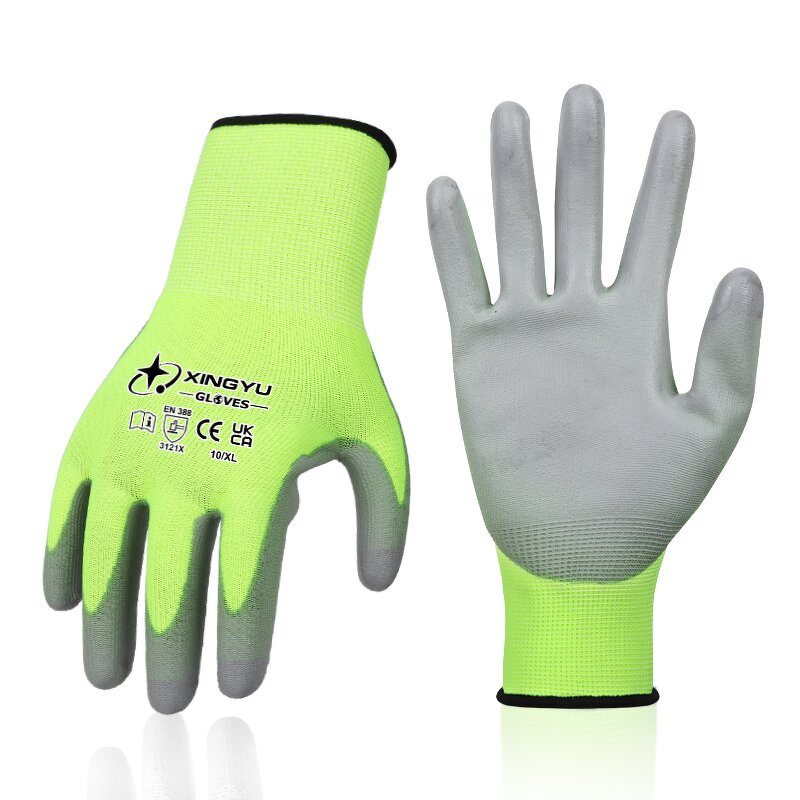 13G Polyester PU Coated Gloves Manufacturer - Chinese Manufacturers Waterproof Anti-Slip Industrial Hand Protection Work Safety