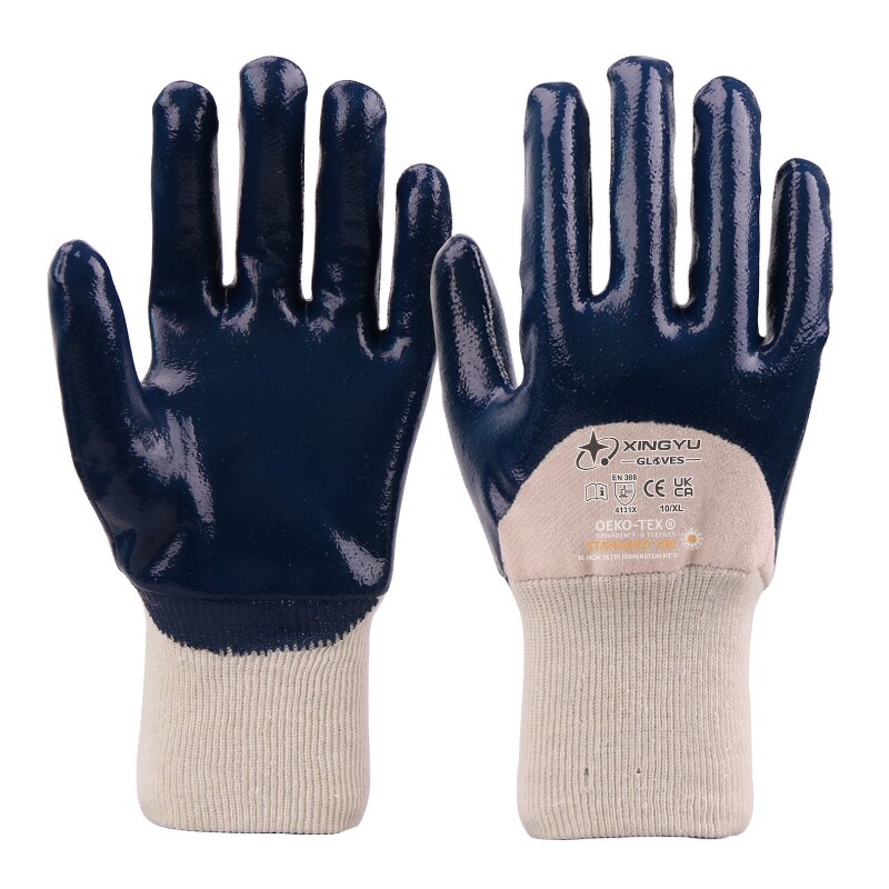 Hot Selling 3/4 Coated Knit Wrist Glove Manufacturer - Heavy Duty Nitrile with Cotton Jersey Anti-Heat Function