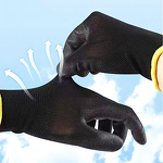CE Certificated Work Gloves Manufacturer - Black PU with Nylon Lining EN388 Safe for Garden Mechanic Home Improvement & Cleaning