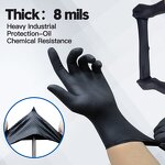 Waterproof Disposable Diamond Nitrile Safety Gloves Manufacturer - 9Mil Black Powder-Free Mechanical Orange Diamond Nitrile