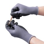 Cheap Guantes Para Trabajo Manufacturer - Nylon PU Coated Grey Polyester Work Gloves Soft Breathable PU Safety