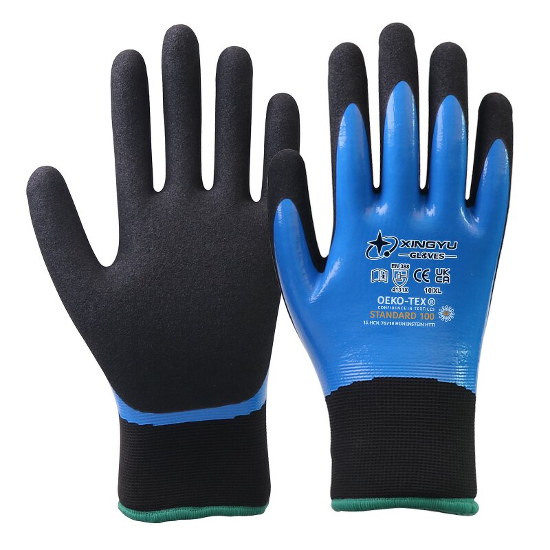 Men's Waterproof Winter Work Gloves Manufacturer - Oil Safety Latex Coating Anti-Cut Anti-Slip Touch Latex Coated Winter