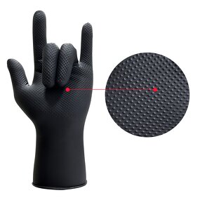 Waterproof Disposable Diamond Nitrile Safety Gloves Manufacturer - 9Mil Black Powder-Free Mechanical Orange Diamond Nitrile