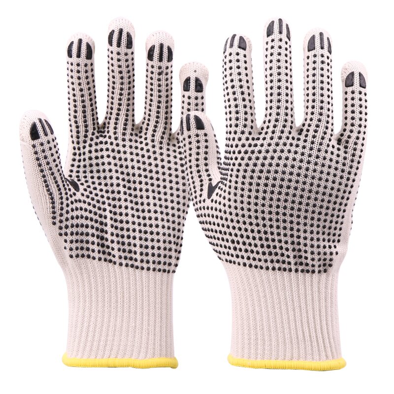 Wholesale Comfortable Anti Slip Work Gloves Manufacturer - Polyester White PVC Dotted Cotton Knitted Safety PVC Dot