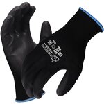 EN388 Black PU Palm Dipped Gloves Manufacturer - 13 Gauge Poliester Coating Knitted Nylon PU Coated Protective Work Safety