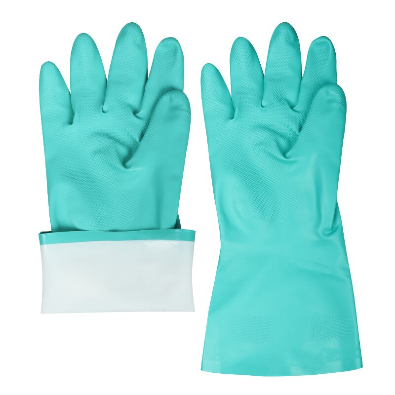 Super Flocklined Reusable Nitrile Gloves Manufacturer - Green Mechanic Safety Work Chemical Resistance Waterproof Industry Garden