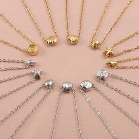 Stainless Steel Starfish Necklace Manufacturer - Summer Beach Vacation Style Shell Conch Marine Series Women's Trendy Figaro Chain