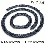 Stainless Steel Chain Set Manufacturer - Linsa Luxury 12mm Men's Bracelet and Necklace Colorful Designer Fine Chains for Men's Jewelry