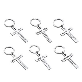 Stainless Steel Cross Keychain Manufacturer - Linsa Jewelry Custom Graduation Gift Personalized Religious Laser Logo for Student Metal