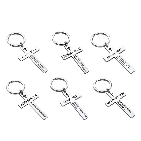 Stainless Steel Cross Keychain Manufacturer - Linsa Jewelry Custom Graduation Gift Personalized Religious Laser Logo for Student Metal