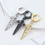 Stainless Steel Ear Clips Manufacturer - European American Style Women's Fashion Dangle Earrings Sword Electroplated Pendant Punk Style Jewelry