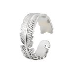 Stainless Steel Ring Manufacturer - Adjustable Size Fashion China Manufacturer Custom Casting Leaf Feather Jewelry Women