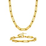 Stainless Steel Jewelry Set Manufacturer - Wholesale 18k Gold Plated Non Tarnish Waterproof Fashion Titanium Steel Necklace Bracelet for Women
