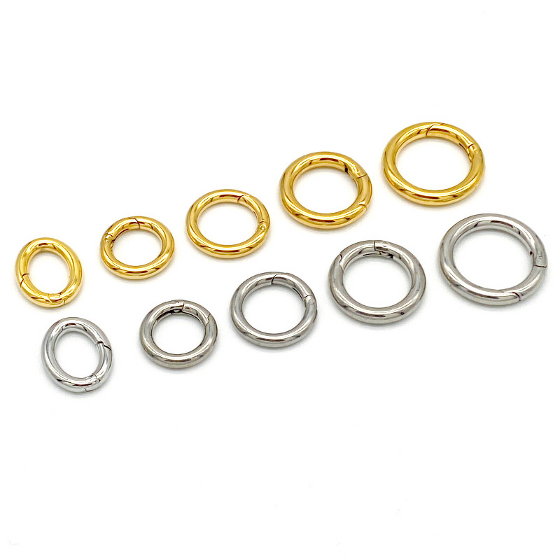 Spring Buckle Manufacturer - 316L Stainless Steel Bag Keychain Open Ring Vacuum Gold Plated Electroplated Round Clasp for Handbags Accessories
