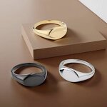 Stainless Steel Blank Ring Manufacturer - Linsa Jewelry Simple Oval Unisex Cold Style Trendy Wedding Engagement Party Gold-color Plated