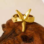 Stainless Steel Exaggerated Ring Manufacturer - Anillo De Acero Inoxidable Irregular Chunky Textured Open Sea Starfish Titanium Steel