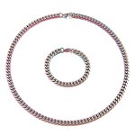 Stainless Steel Byzantine Chain Manufacturer - Linsa Jewelry Luxury 8mm Bracelet Necklace for Men Colorful Designer Titanium