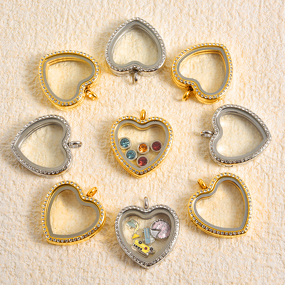 Stainless Steel Heart-Shaped Pendant Manufacturer - Trendy with Diamond Open Non-Magnetic 30mm Gau Box Glossy Glass Photo Box for Souvenirs