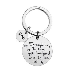 Stainless Steel Key Chains Manufacturer - Online 316L Metal Dad Mom Parents Present 25mm Key Ring with 2 Round Charms Souvenir Gifts