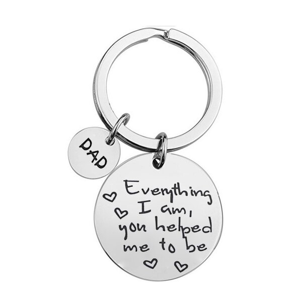 Stainless Steel Key Chains Manufacturer - Online 316L Metal Dad Mom Parents Present 25mm Key Ring with 2 Round Charms Souvenir Gifts