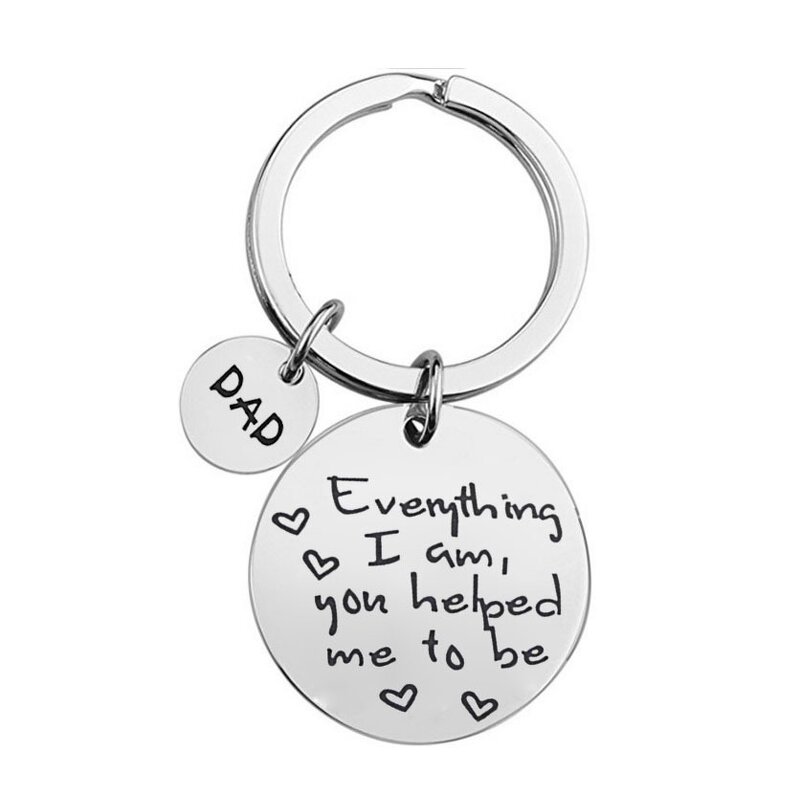 Stainless Steel Key Chains Manufacturer - Online 316L Metal Dad Mom Parents Present 25mm Key Ring with 2 Round Charms Souvenir Gifts