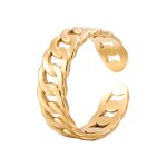 Stainless Steel Adjustable Ring Manufacturer - Cheap Jewelry for Women 18k Gold Plated Link Chain Geometric Twisted Wide Band Open