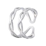 Stainless Steel Twisted Rope Ring Manufacturer - Open Adjustable 18K Gold Silver Plated Sea Waves Fine for Women and Men Popular Pinky