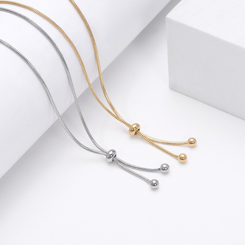 Stainless Steel Snake Bone Necklace Manufacturer - Fashion Adjustable for Women Pull-out Pendant Female Delicate Elegant Choker Chain