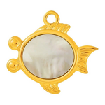 Stainless Steel Marine Series Pendant Manufacturer - 304 Punk Style Seahorse Crab Goldfish Natural Shell 18K Gold Plated DIY Necklace Jewelry