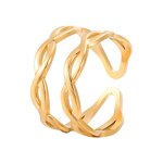 Stainless Steel Twisted Rope Ring Manufacturer - Open Adjustable 18K Gold Silver Plated Sea Waves Fine for Women and Men Popular Pinky