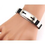 Stainless Steel Cross Silicone Bracelet Manufacturer - High Quality Men's Elegant Fine Bangles Jewelry