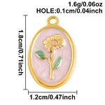 Stainless Steel December Birth Flower Pendant Manufacturer - 18K Gold Plated Punk Floral Oval Pink Oil Drop DIY Charm Necklace