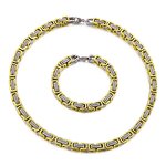 Stainless Steel Byzantine Chain Manufacturer - Linsa Jewelry Luxury 8mm Men Chain Bracelet Necklace for Men Colorful Designer Titanium