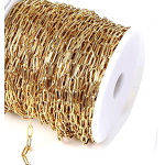 Stainless Steel Cable Chain Necklace Manufacturer - 50meters/Roll 1x4x12mm Non Tarnish Gold Plated Paperclip for DIY Jewelry Making