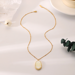 Stainless Steel Gold Necklace Manufacturer - European American Style DIY Handmade Jewelry New Niche Sense Personality Irregular Oval Resin