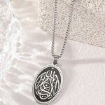 Stainless Steel Islamic Necklace Manufacturer - 2024 Wholesale Quran Religious Totem Oval Titanium Jewelry Muslim Allah Pendant for Mosque
