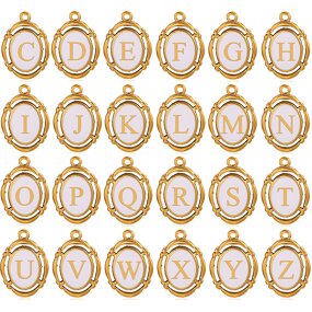 Stainless Steel Initial Letter Pendant Necklace Manufacturer - Women's Cute Style Tiny Gold Plated Puffy Fashion Jewelry with White Enamel