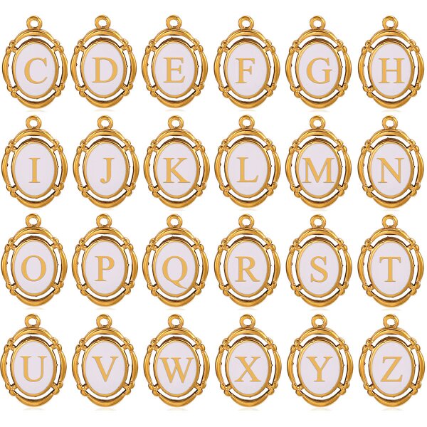 Stainless Steel Initial Letter Pendant Necklace Manufacturer - Women's Cute Style Tiny Gold Plated Puffy Fashion Jewelry with White Enamel