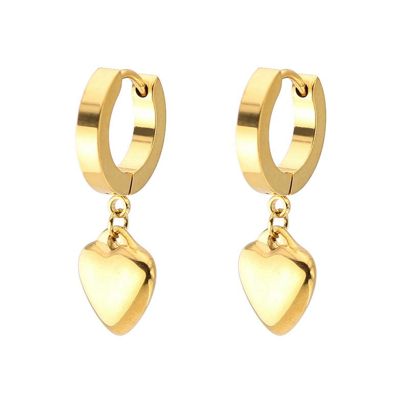 Stainless Steel Ear Cuffs Manufacturer - Wholesale Women's Trendy Jewelry Korean Japanese INS Style Heart Flat and Hoop Earrings