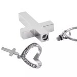 Stainless Steel Cross-Shaped Urn Necklace Manufacturer - Personalized Blank Simple Fashion Cremation Jewelry Lover Pet Cross Pendant