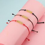 Stainless Steel Charm Bracelet Manufacturer - Cross-border Trendy DIY Engraved Glossy Gold Plated Long Pendant Woven for Lovers Girlfriends Gift