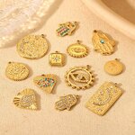 Stainless Steel Devil's Eye Pendant Manufacturer - Women's Punk INS Retro Palm Pendant Plated 18K Gold Zircon Inlay Gift DIY Jewelry Accessories