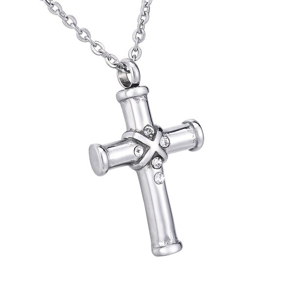 Stainless Steel Cross Pendant Manufacturer - Micro-Diamond Ashes Urn Waterproof Christian Commemorative Cremation Charm