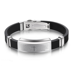 Stainless Steel Cross Bracelets Manufacturer - Christian Women Men Rubber Religion Accessories Jewelry Engraved Bangle Wholesale