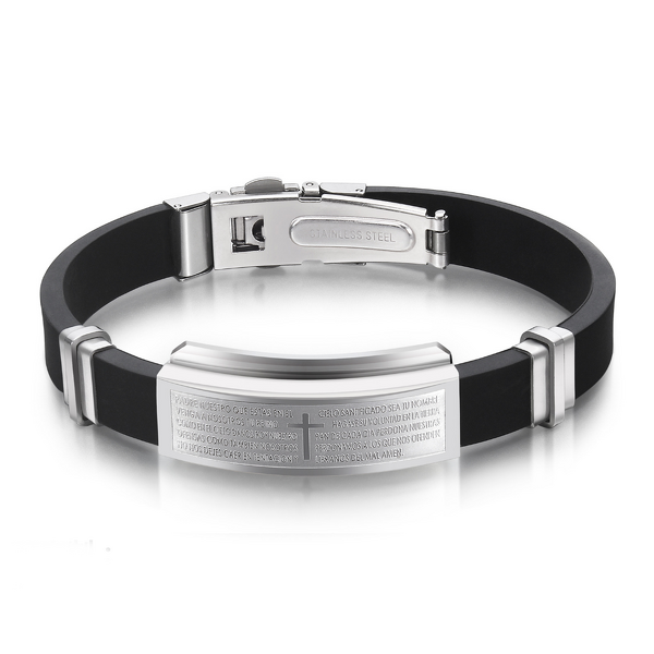 Stainless Steel Cross Bracelets Manufacturer - Christian Women Men Rubber Religion Accessories Jewelry Engraved Bangle Wholesale