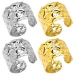 Stainless Steel Wide Ring Manufacturer - Geometric Liquid Wrinkles Exaggerated Concave Convex Pattern Couples Trendy Waterproof Jewelry